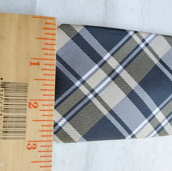 PRONTO UOMO COUTURE GRAY KHAKI CHECKS PLAID SILK NECKTIE TIE CLASSIC HANDMADE .T - Picture 5 of 6